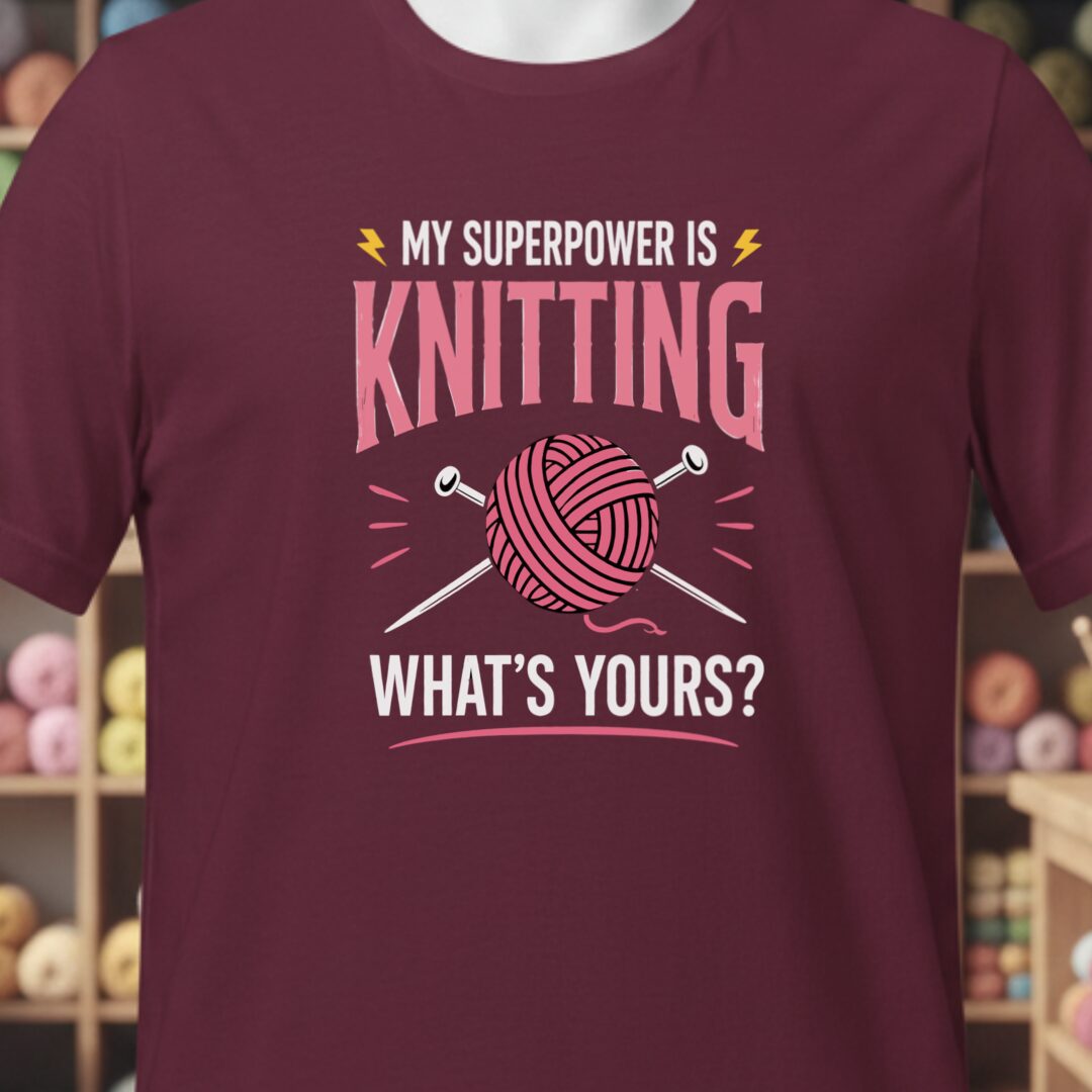 Knitting Superpower T-Shirt Maroon t-shirt