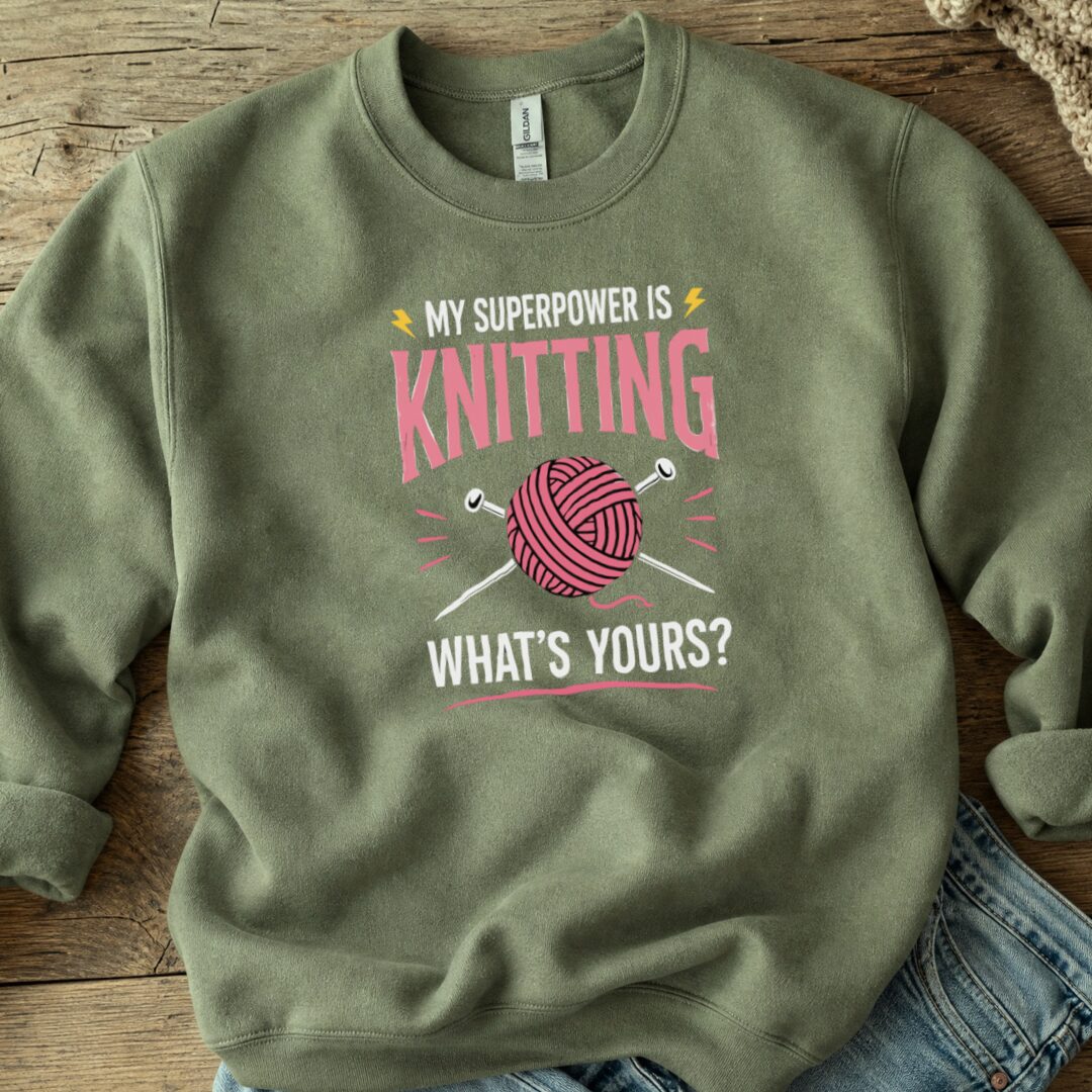 Knitting Superpower Sweatshirt Military Green t-shirt
