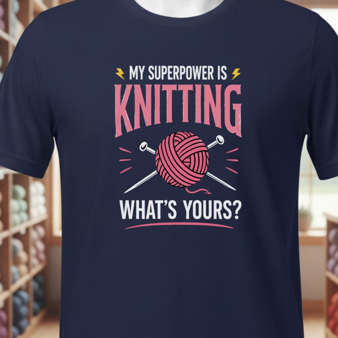 Knitting Superpower T-Shirt Navy t-shirt