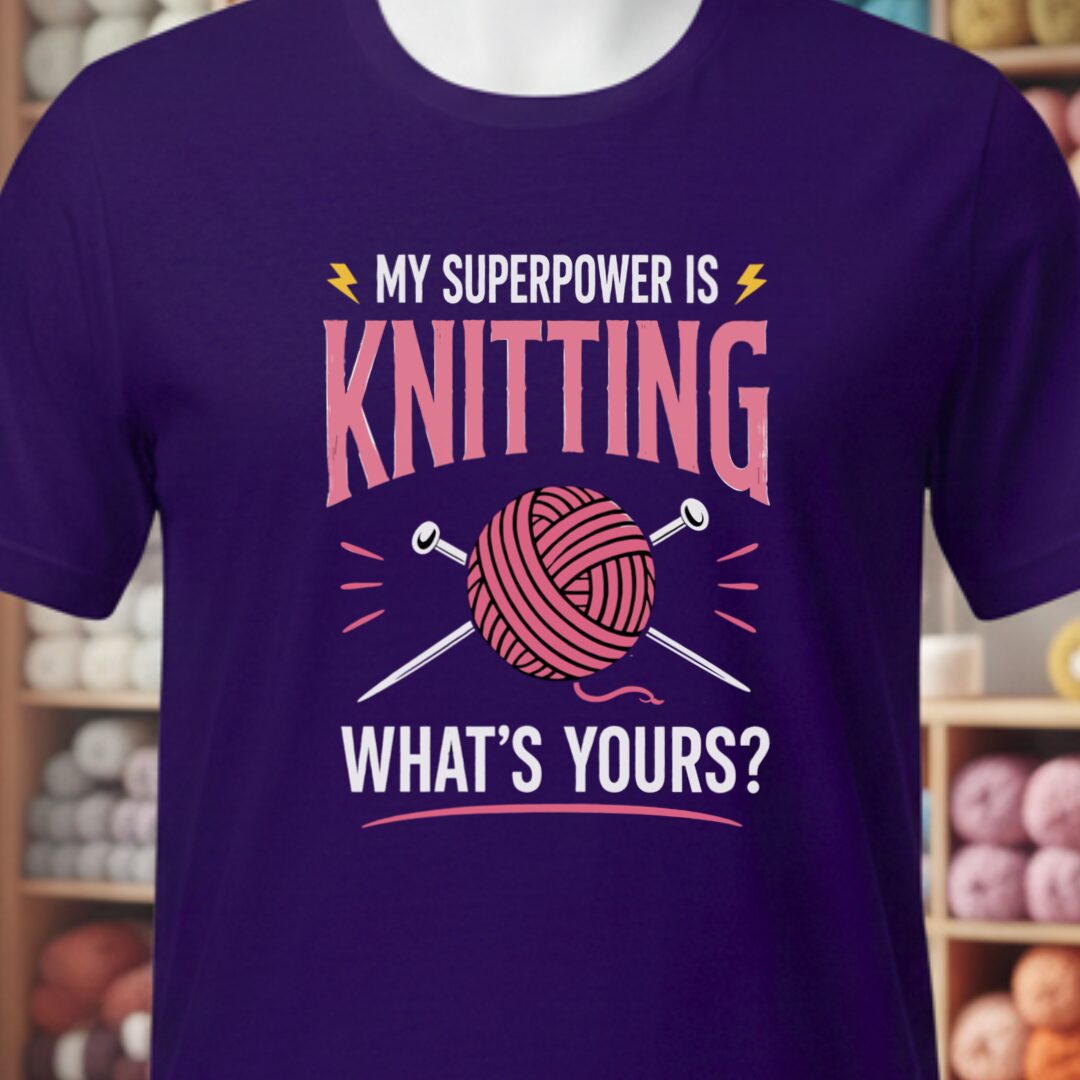 Knitting Superpower T-Shirt Purple t-shirt