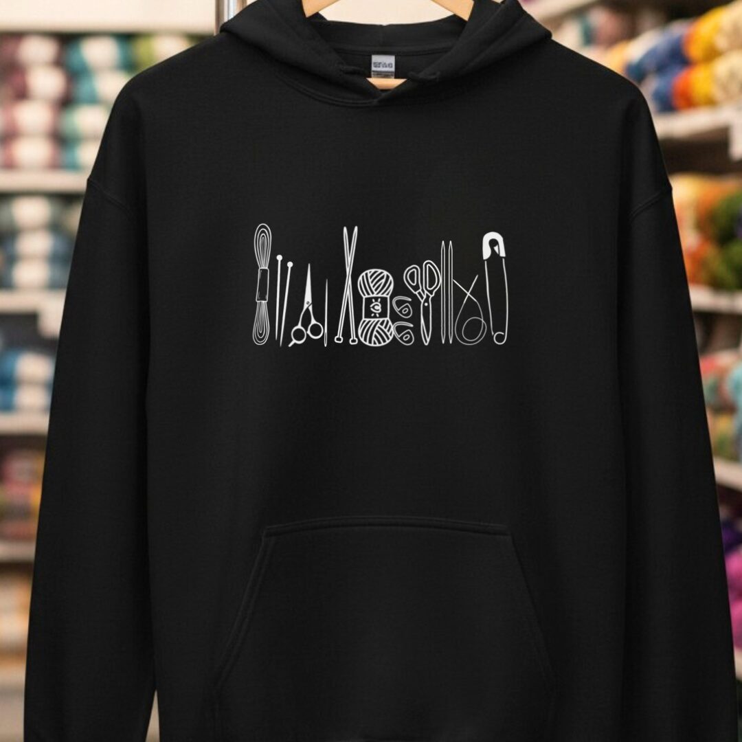Knitting Tools Hoodie Black t-shirt
