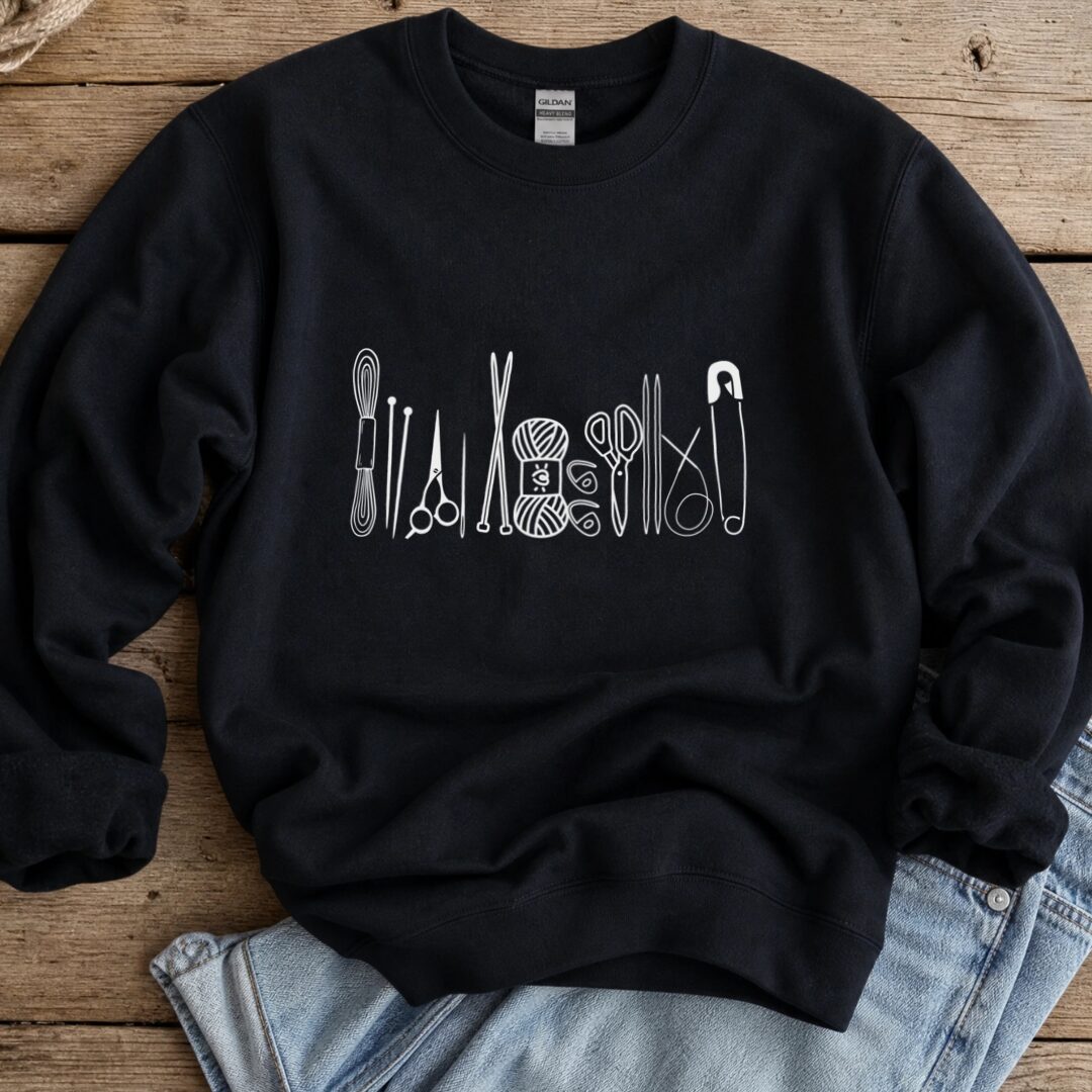 Knitting Tools Sweatshirt Black t-shirt
