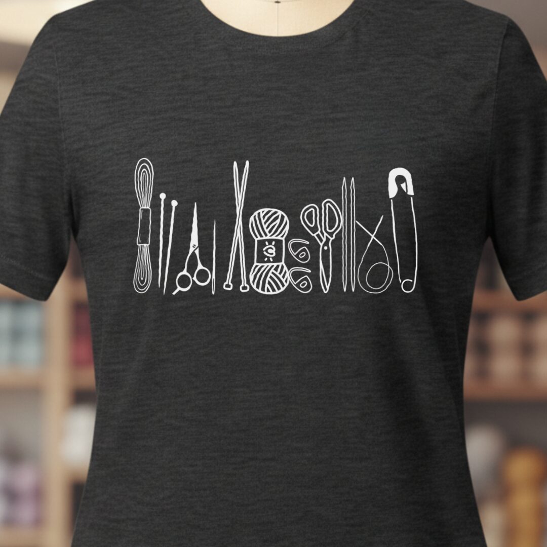 Knitting Tools T-Shirt Dark Grey t-shirt