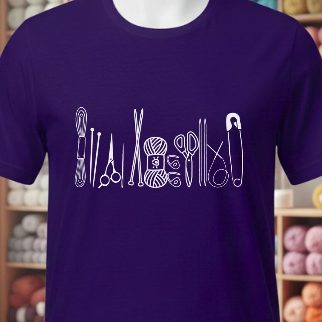 Knitting Tools T-Shirt Purple t-shirt