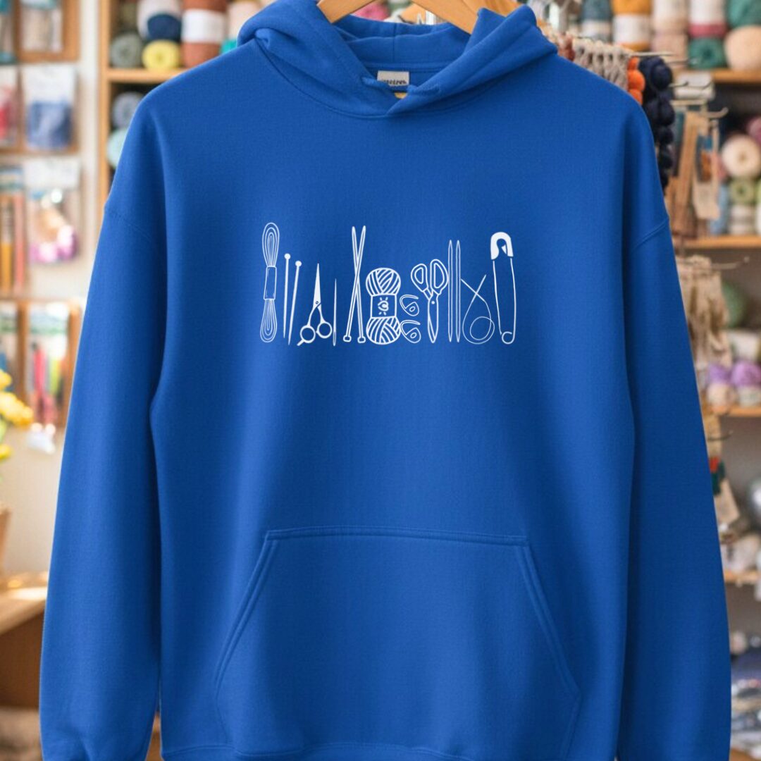 Knitting Tools Hoodie Royal t-shirt
