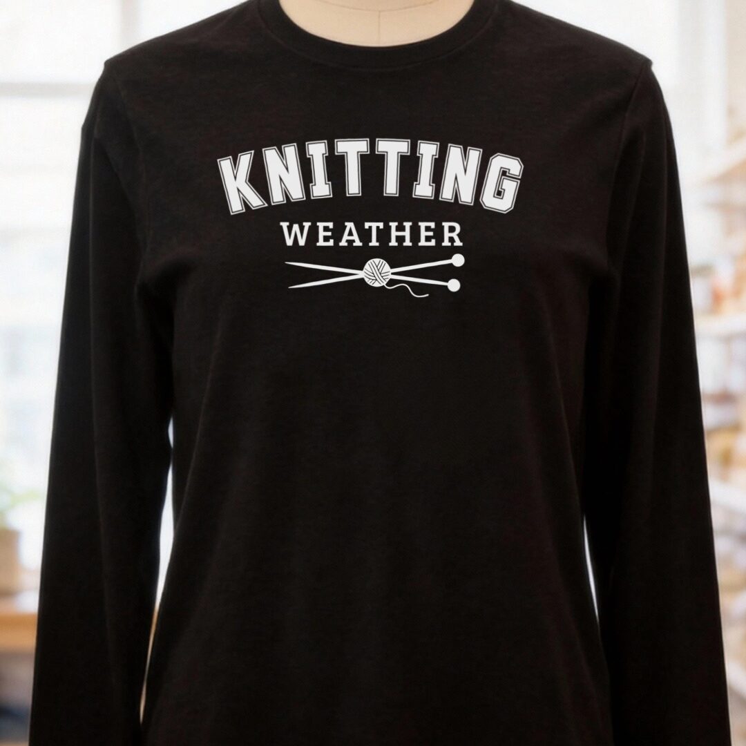 Knitting Weather Long Sleeve Tee Black Heather t-shirt