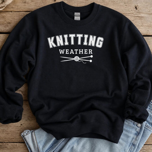 Knitting Weather Sweatshirt Black t-shirt