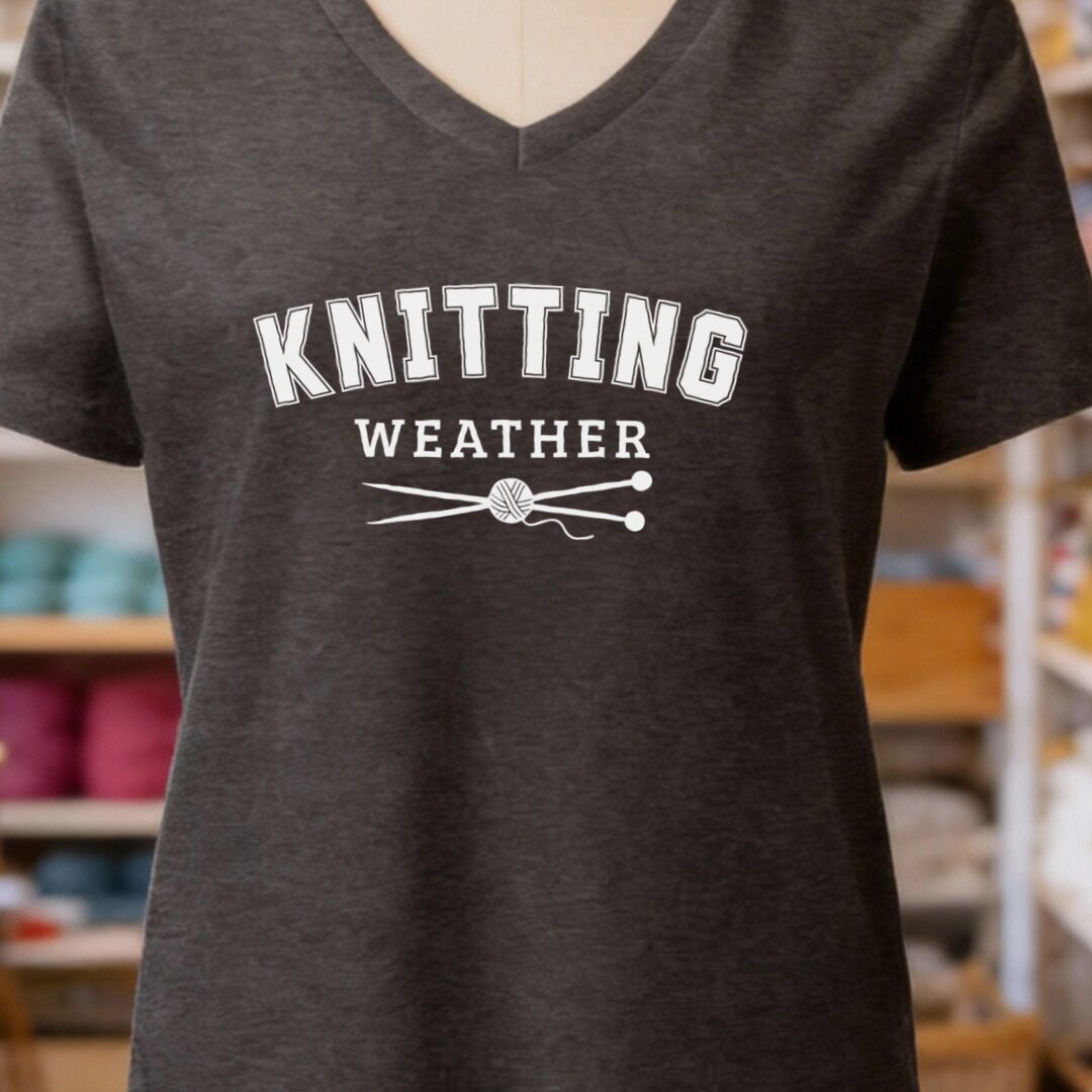 Knitting Weather V-Neck T-Shirt Dark Grey t-shirt