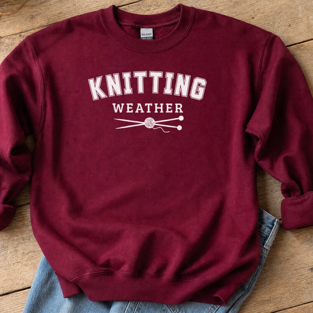 Knitting Weather Sweatshirt Maroon t-shirt