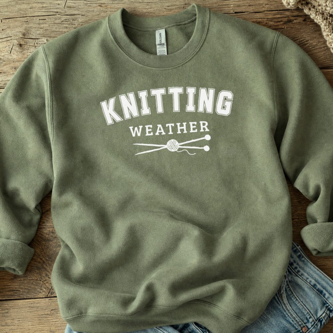 Knitting Weather Sweatshirt Military Green t-shirt