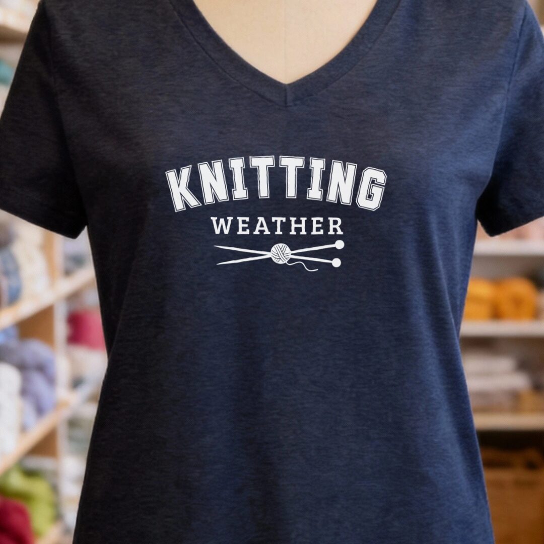 Knitting Weather V-Neck T-Shirt Navy t-shirt