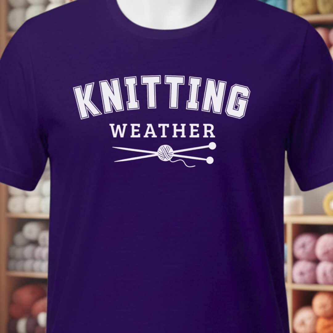 Knitting Weather T-Shirt Purple t-shirt