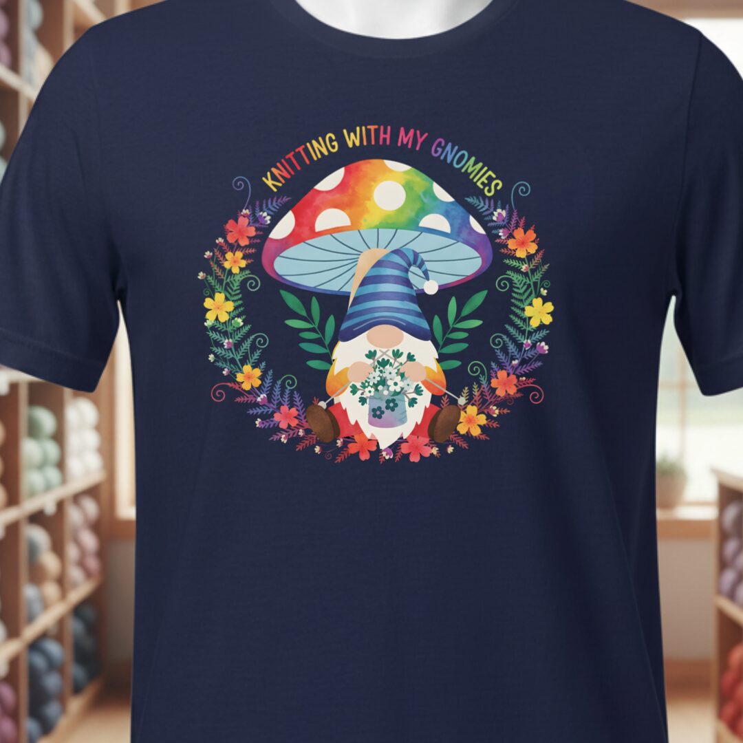 Knitting With My Gnomies T-Shirt Navy t-shirt