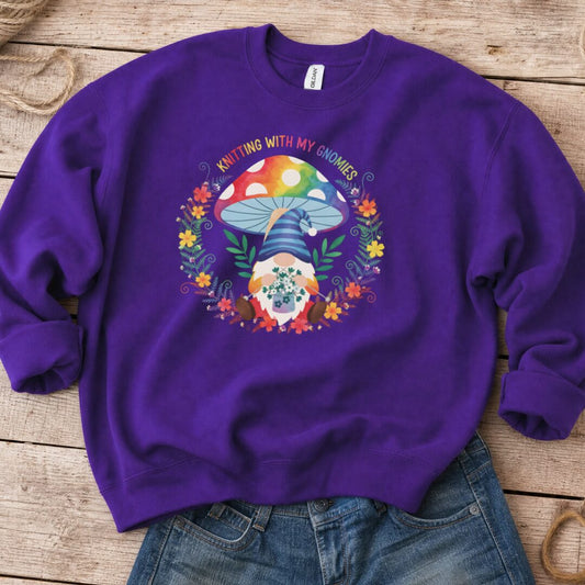 Knitting With My Gnomies Sweatshirt Purple t-shirt
