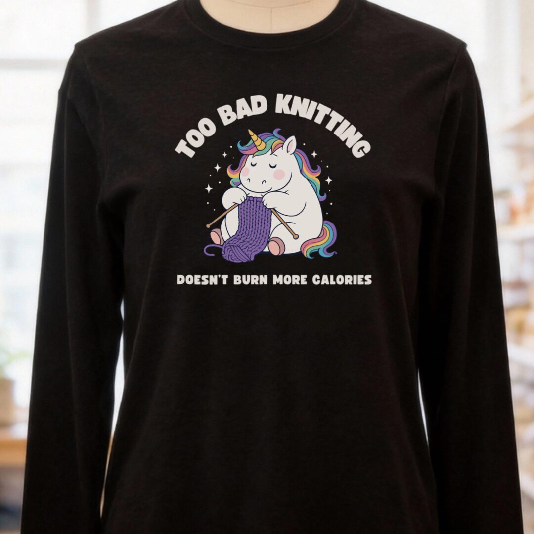 Knitting and Calories Long Sleeve Tee Black t-shirt