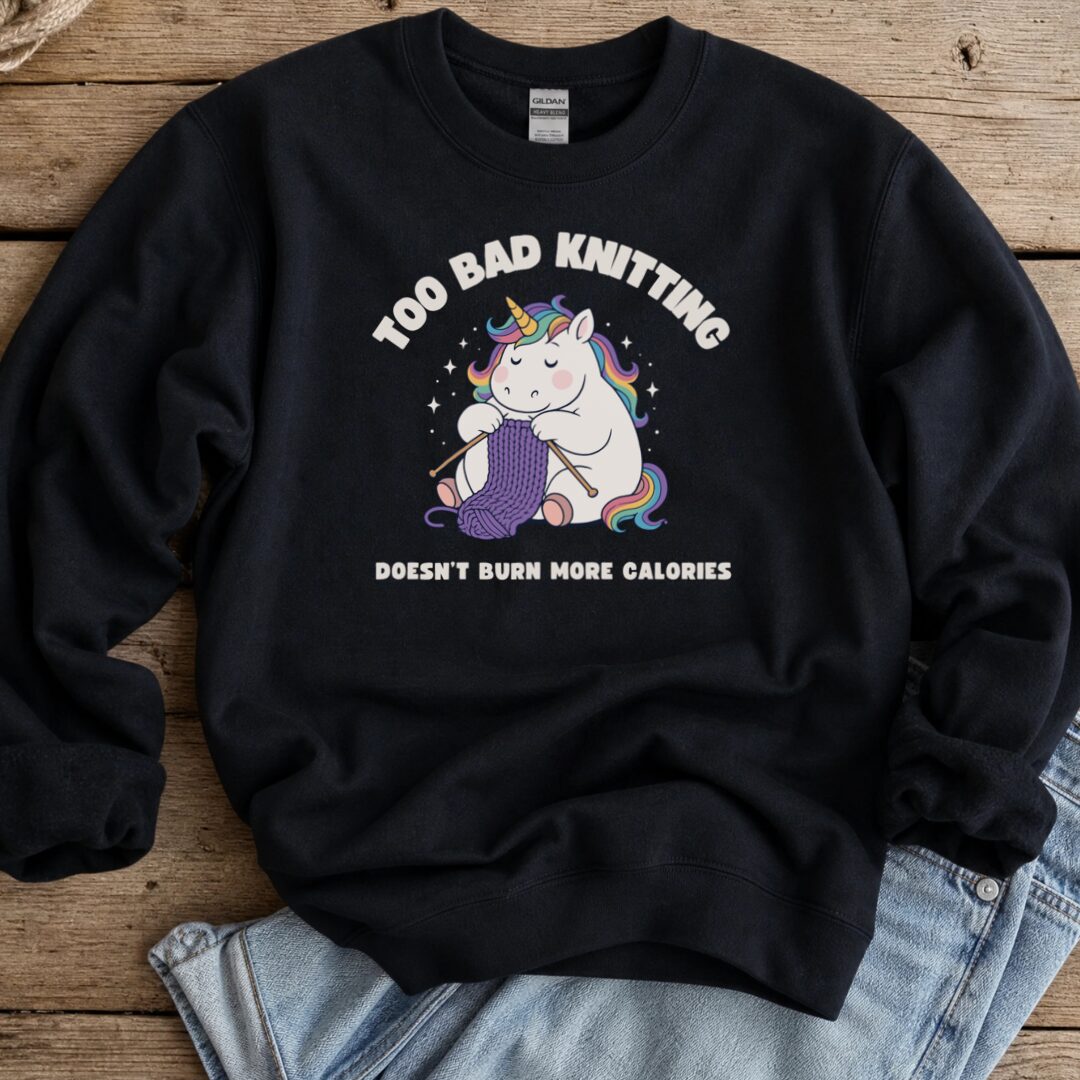 Knitting and Calories Sweatshirt Black t-shirt
