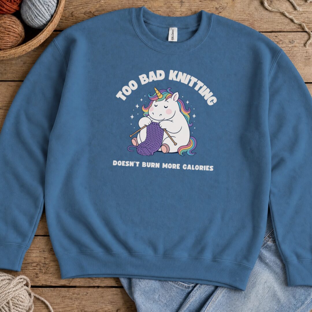 Knitting and Calories Sweatshirt Indigo Blue t-shirt
