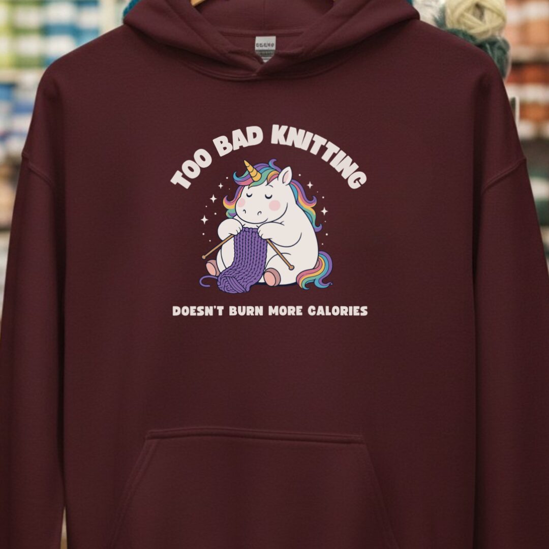 Knitting and Calories Maroon Hoodie.jpg