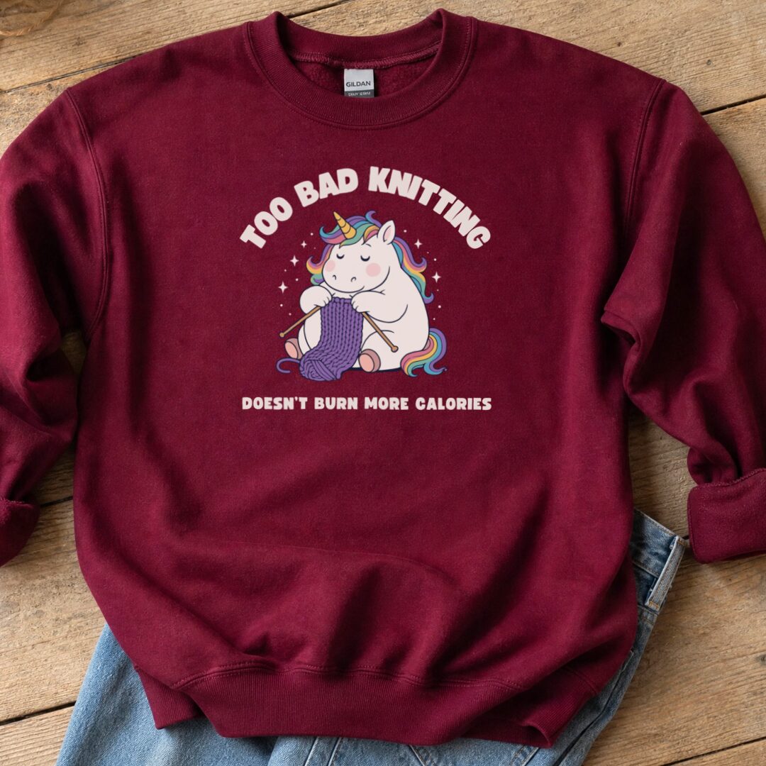 Knitting and Calories Sweatshirt Maroon t-shirt