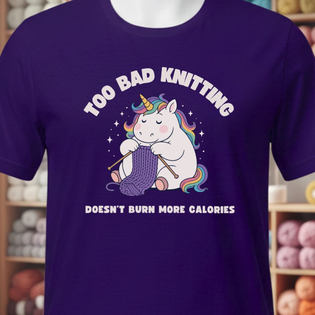 Knitting and Calories Purple T-Shirt.jpg