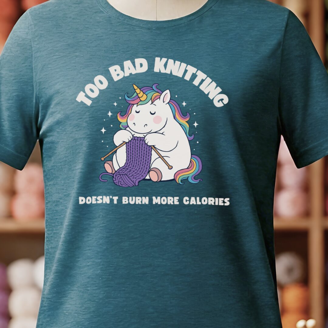 Knitting and Calories T-Shirt Teal Blue t-shirt