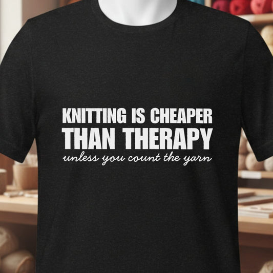 Knitting is Cheaper T-Shirt Black t-shirt