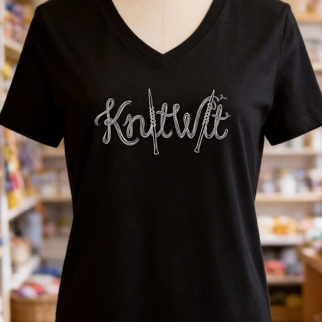 Knitwit Text V-Neck T-Shirt Black t-shirt