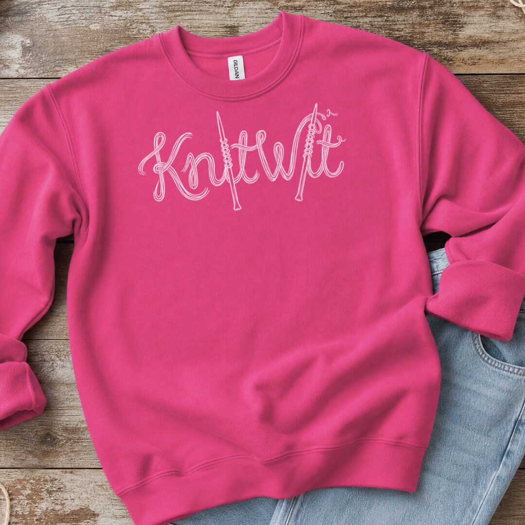 Knitwit Text Bright Pink Sweatshirt.jpg