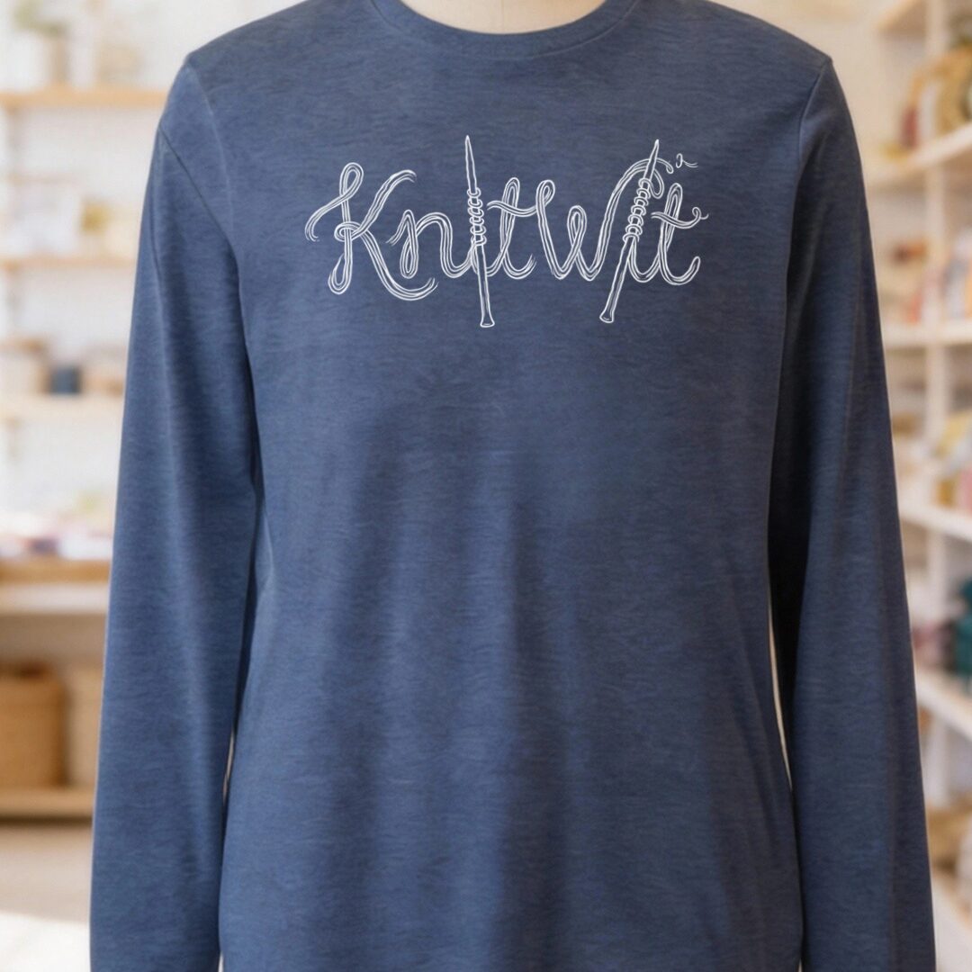 Knitwit Text Heather Navy Long Sleeve Tee.jpg