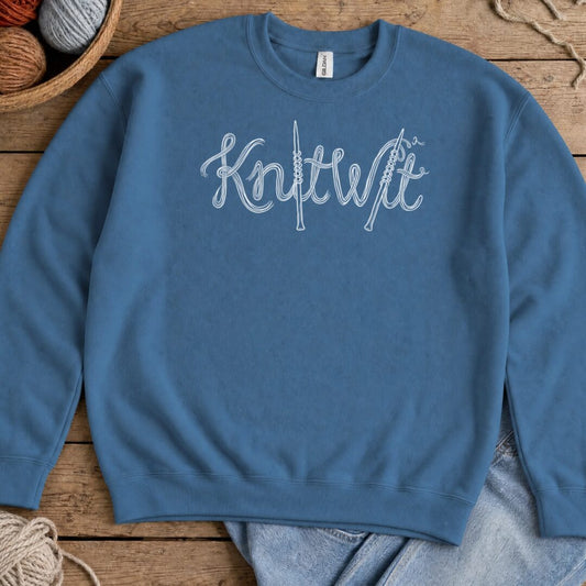 Knitwit Text Indigo Blue Sweatshirt.jpg