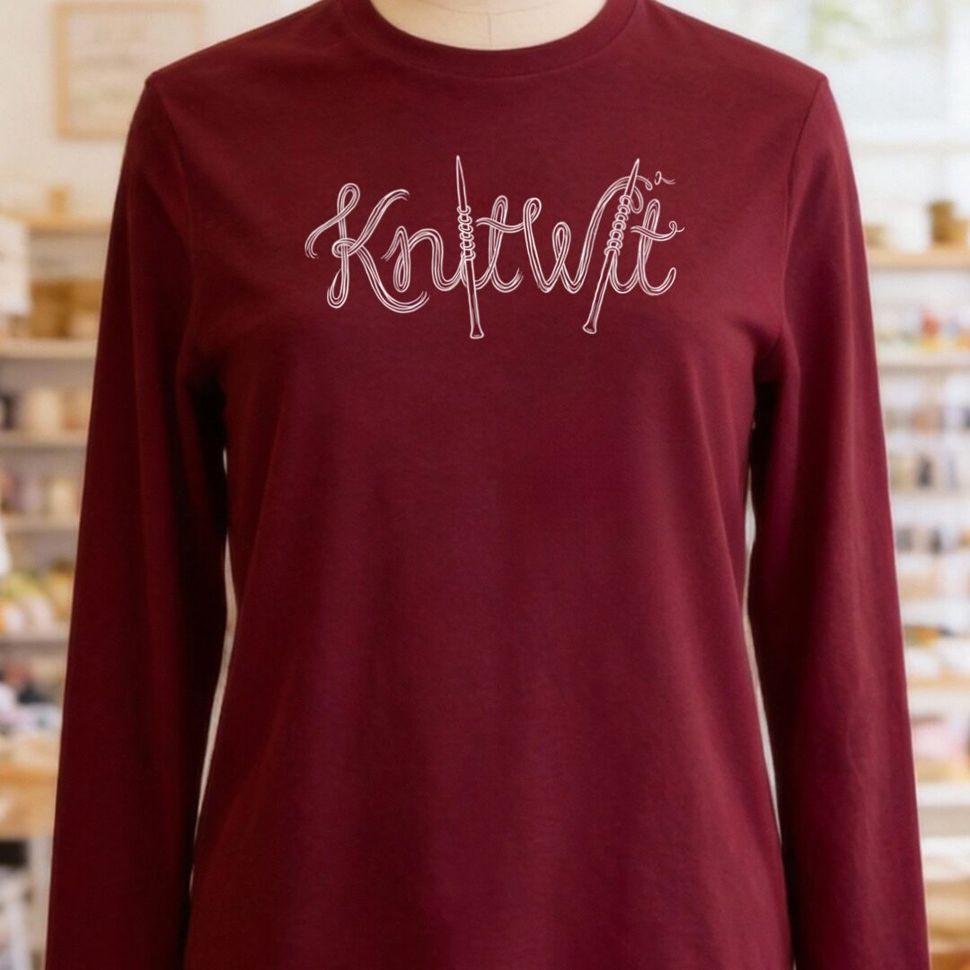 Knitwit Text Maroon Long Sleeve Tee.jpg