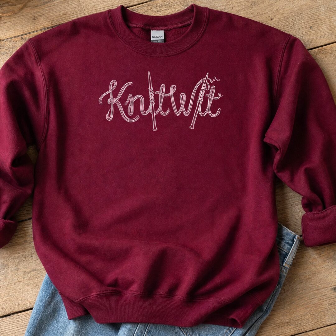 Knitwit Text Maroon Sweatshirt.jpg