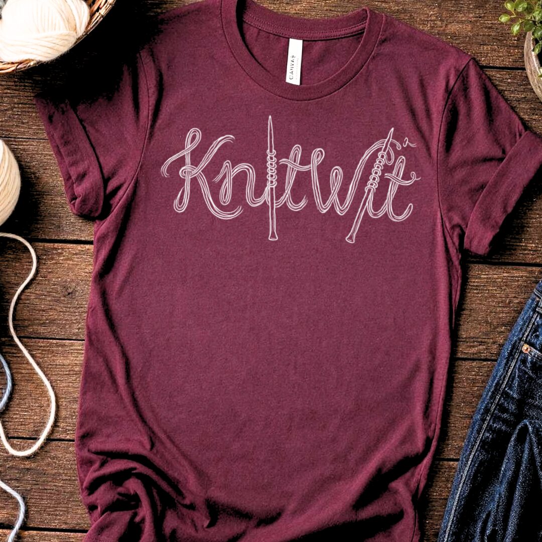 Knitwit Text Maroon T-Shirt.jpg