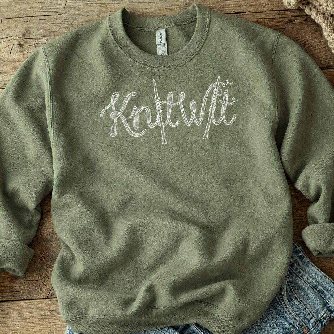 Knitwit Text Military Green Sweatshirt.jpg