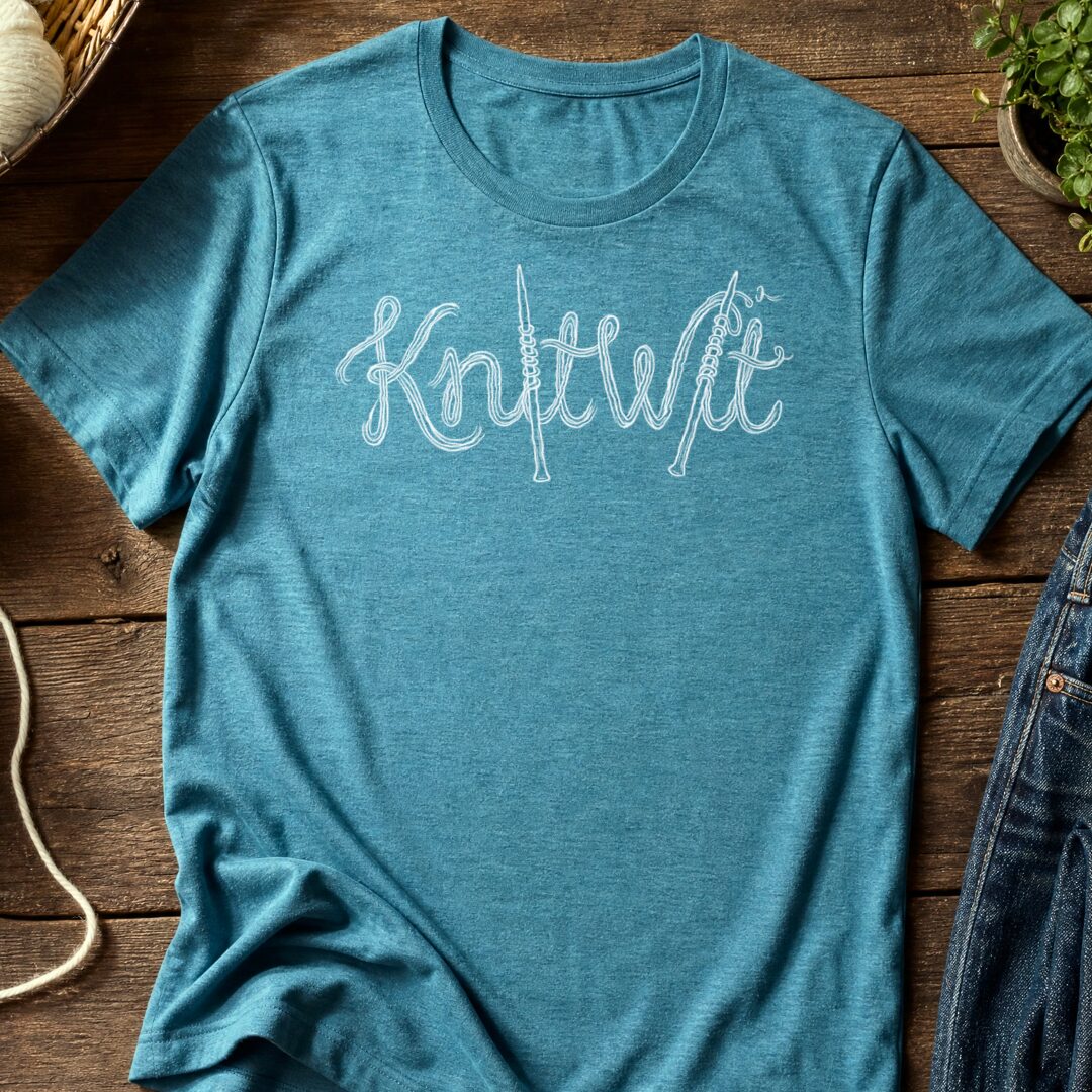 Knitwit Text Teal Blue T-Shirt.jpg