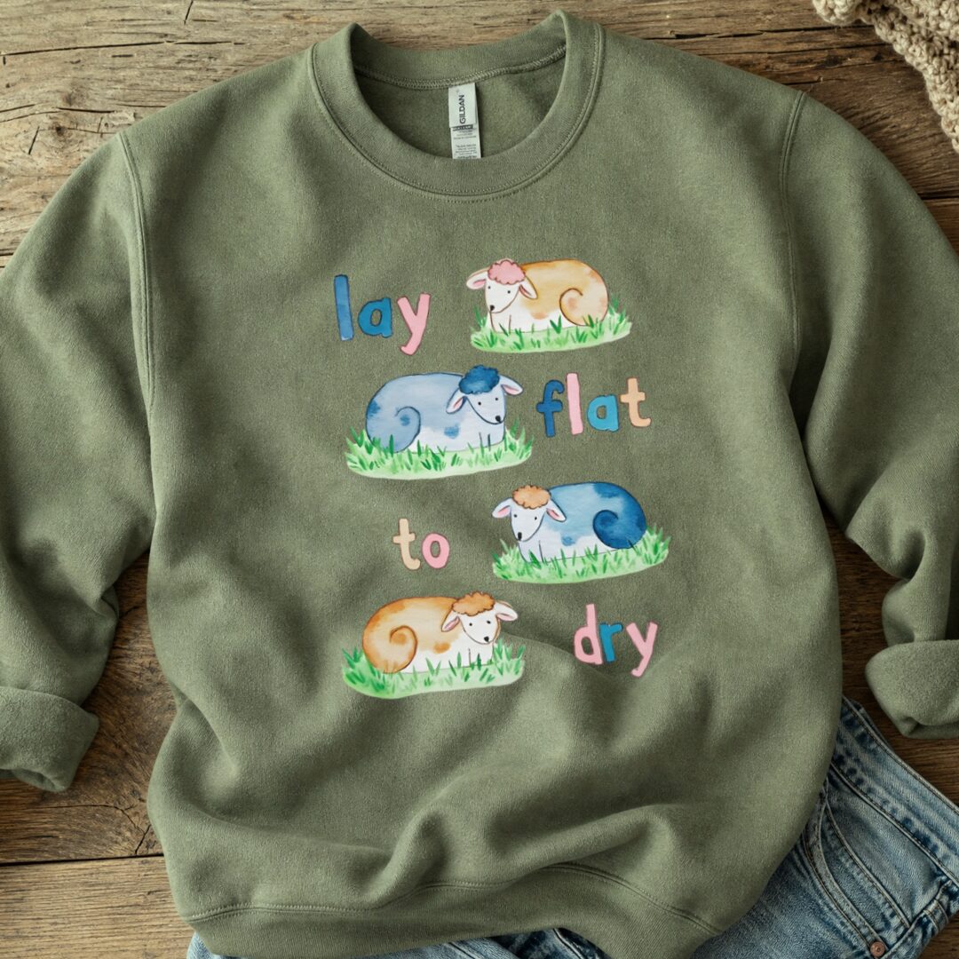 Lay Flat to Dry Group Sweatshirt Military Green t-shirt