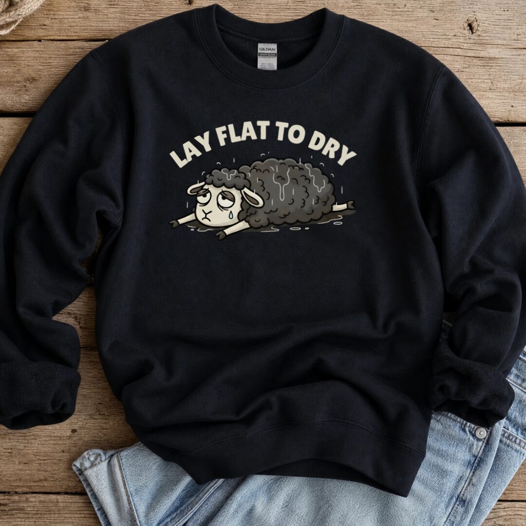 Lay Flat to Dry Sheep Sweatshirt Black t-shirt