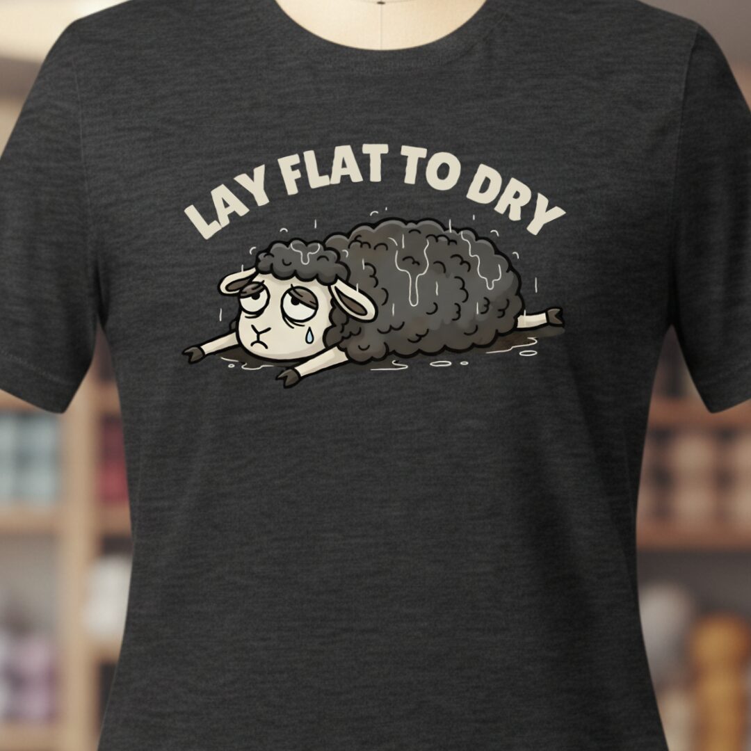 Lay Flat to Dry Sheep T-Shirt Dark Grey t-shirt