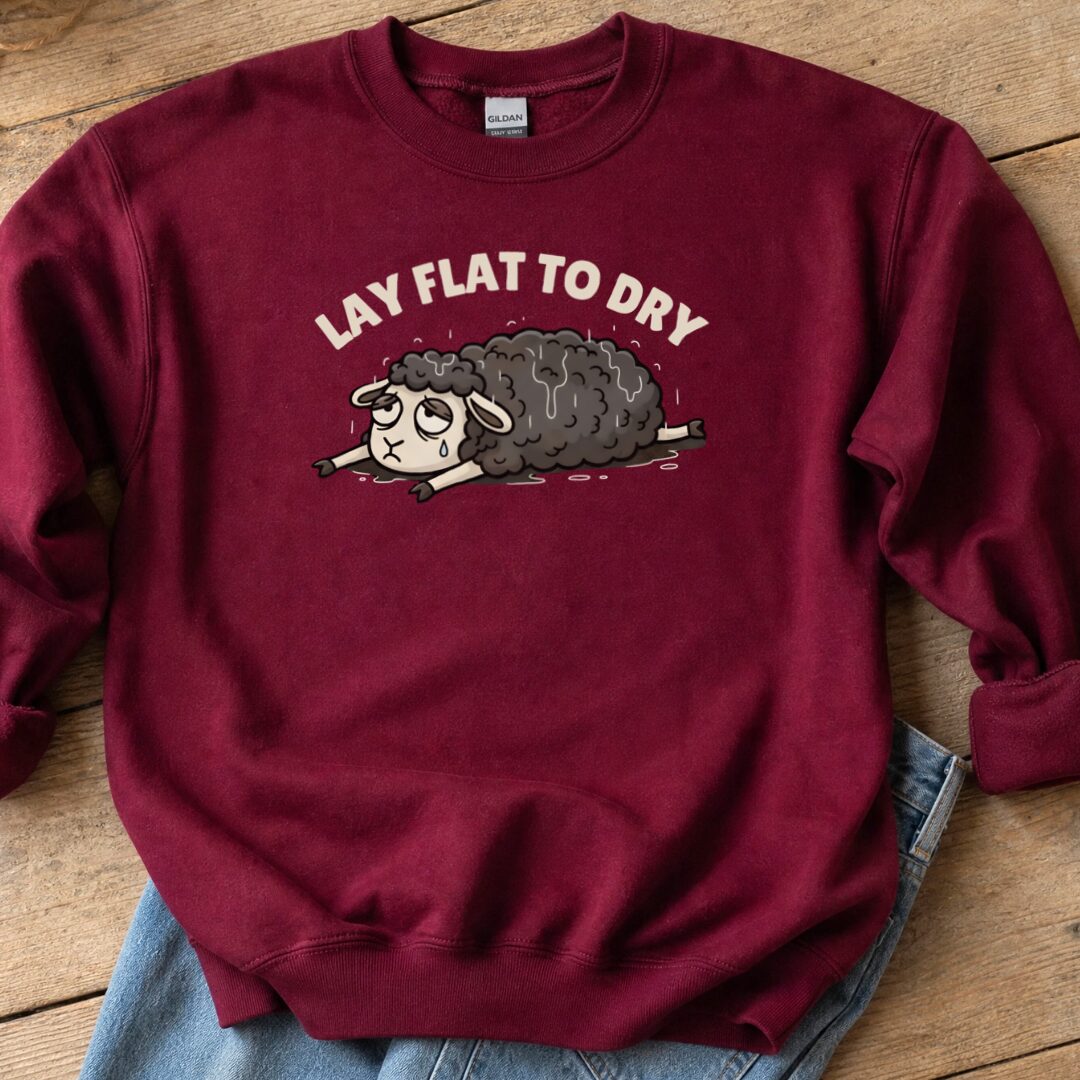 Lay Flat to Dry Sheep Sweatshirt Maroon t-shirt