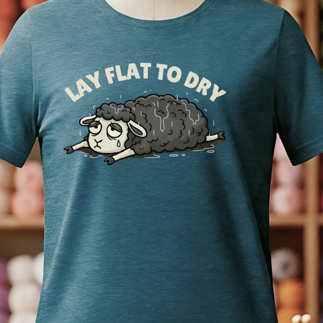 Lay Flat to Dry Sheep T-Shirt Teal Blue t-shirt