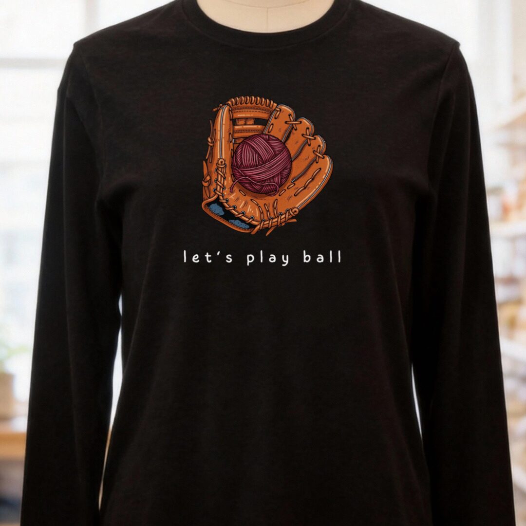 Let's Play Ball Long Sleeve Tee Black t-shirt