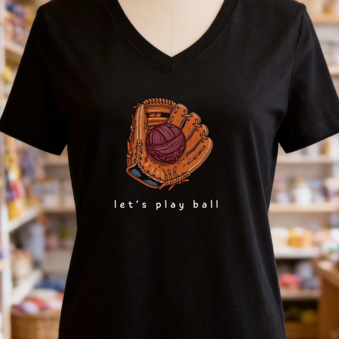 Let's Play Ball V-Neck T-Shirt Black t-shirt