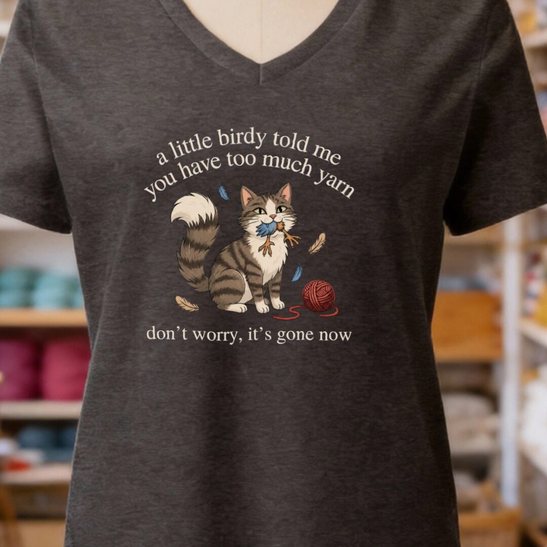 Little Birdy V-Neck T-Shirt Dark Grey t-shirt