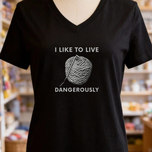 Live Dangerously V-Neck T-Shirt Black t-shirt
