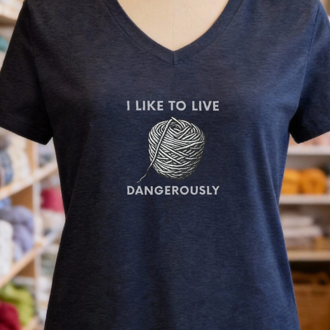 Live Dangerously V-Neck T-Shirt Navy t-shirt