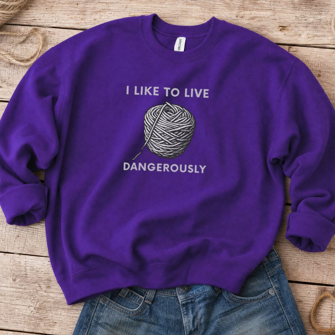 Live Dangerously Sweatshirt Purple t-shirt