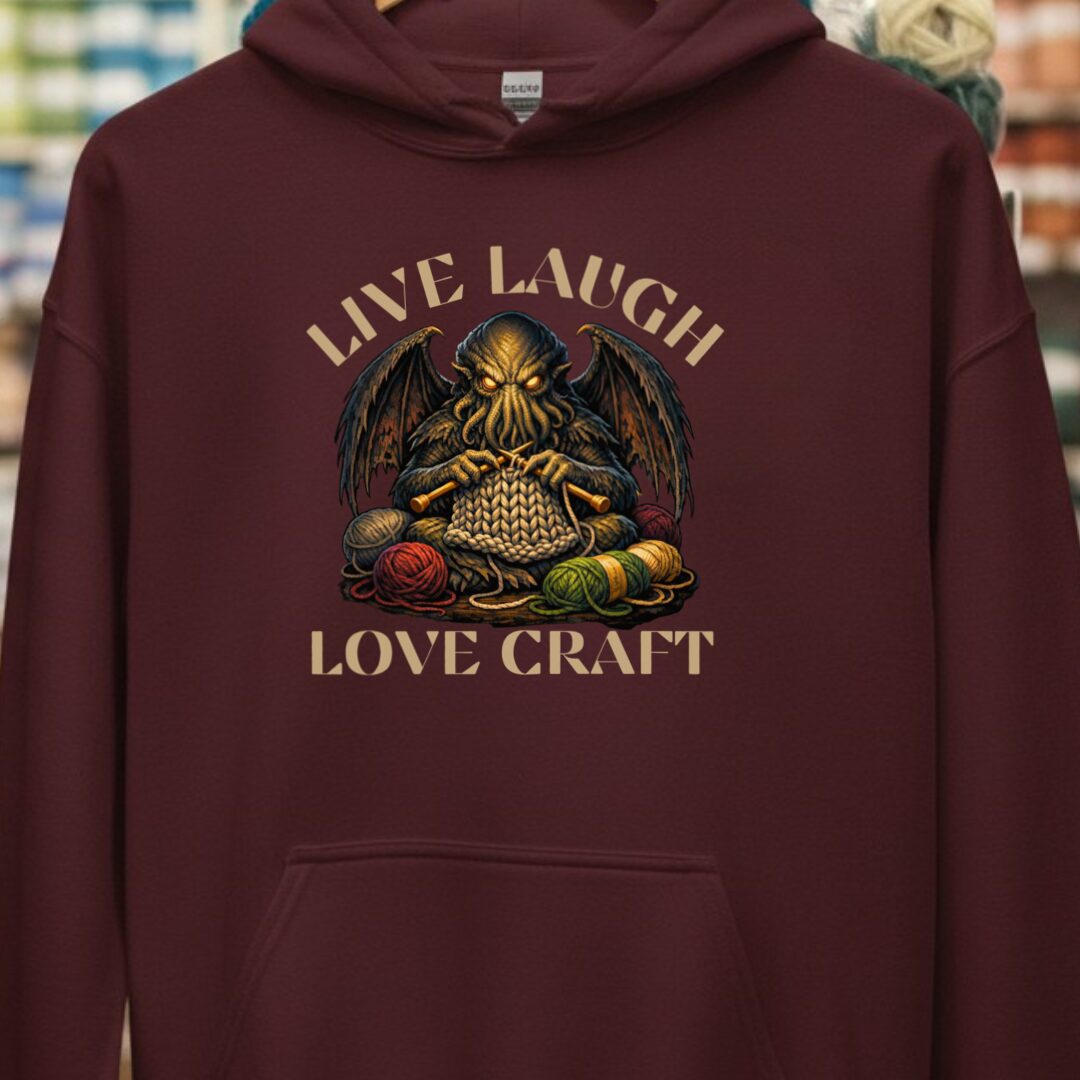 Live Laugh Lovecraft Hoodie Maroon t-shirt