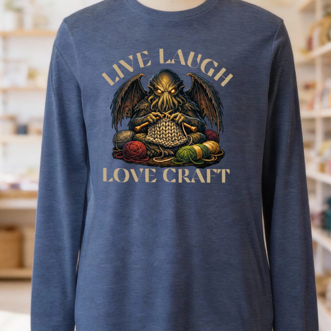 Live Laugh Lovecraft Long Sleeve Tee Navy t-shirt