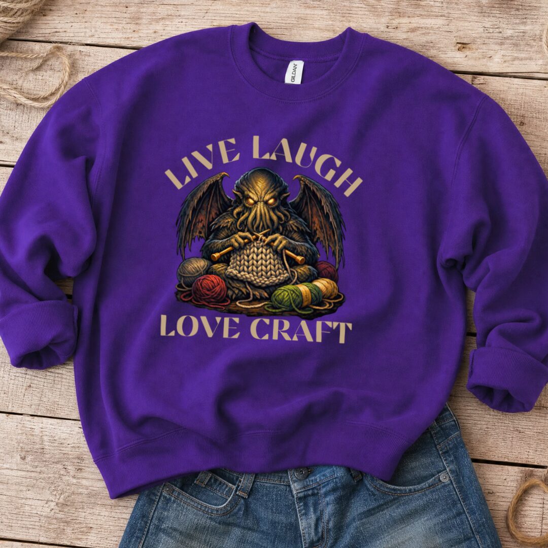 Live Laugh Lovecraft Sweatshirt Purple t-shirt