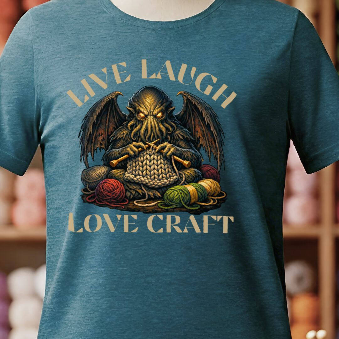 Live Laugh Lovecraft T-Shirt Teal Blue t-shirt